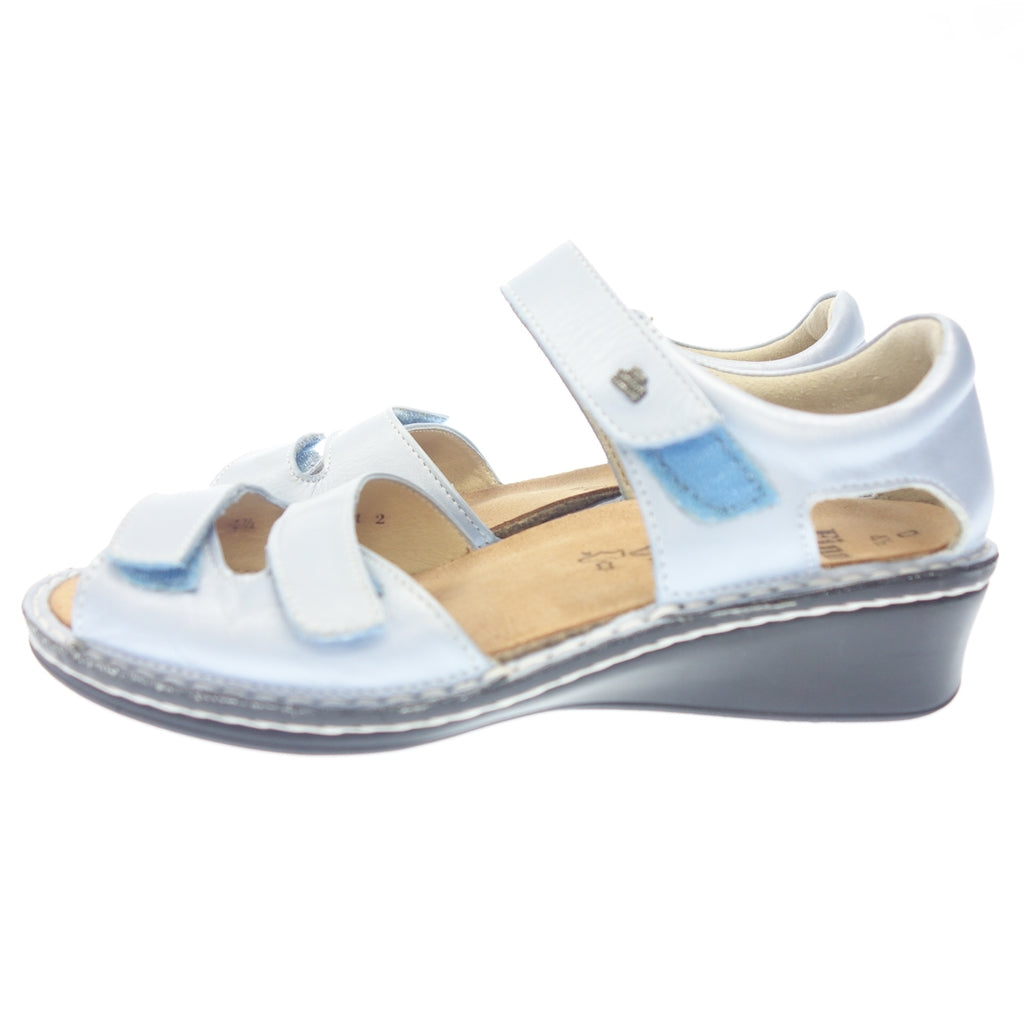 美品◆フィンコンフォート サンダル レザー レディース ブルー系 サイズ4.5 FINN COMFORT【AFC36】