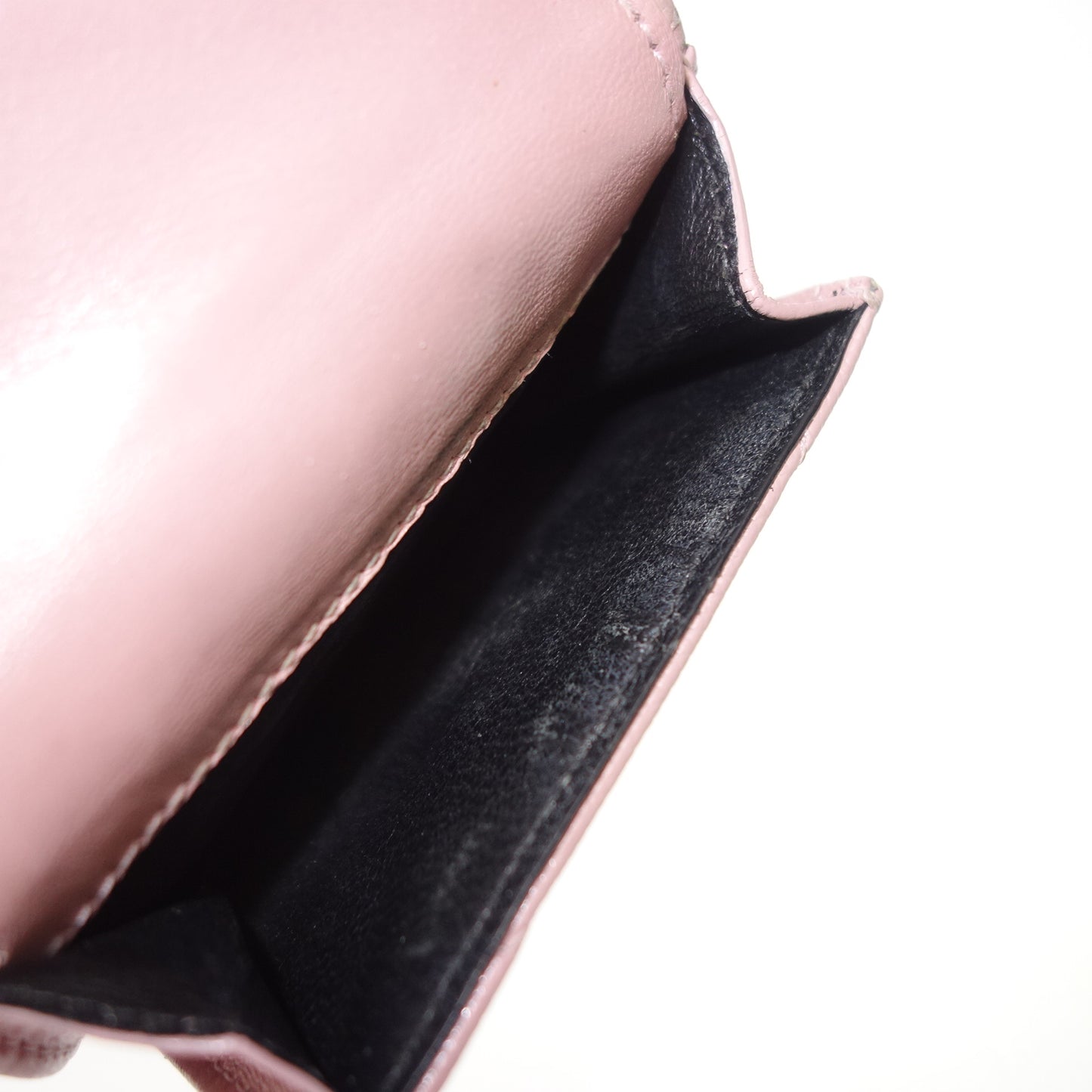 サンローラン 三つ折り ミニ財布 Vステッチ 505118 ピンク 箱 SAINT LAURENT【AFI18】【中古】