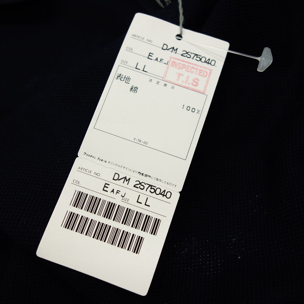 極美品◆クリチャンディオール ロングスリーブポロシャツ メンズ ネイビー LL Chritian Dior【AFB19】