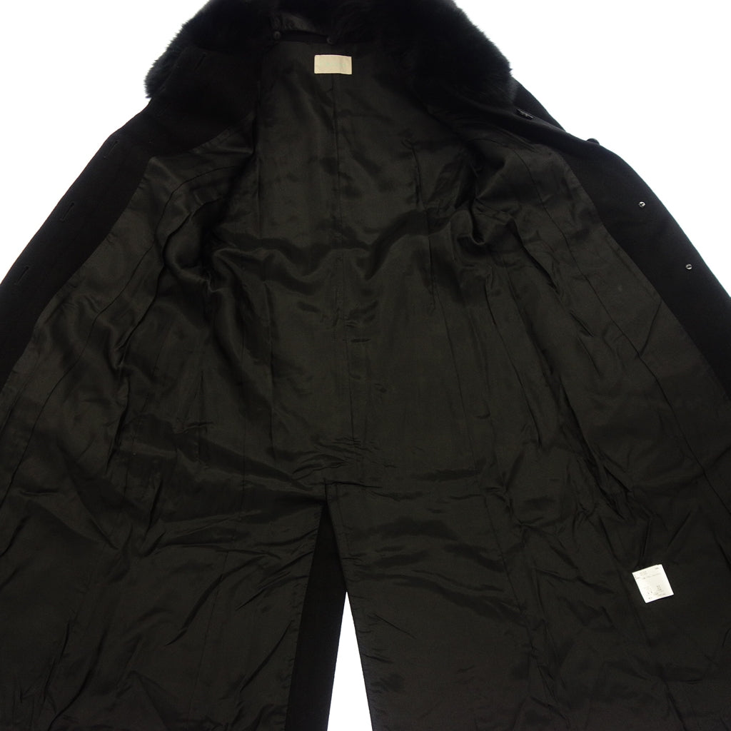 美品◆イヴェール カシミア コート ブルーフォックスファー付 ブラック サイズ9AR I'hiver【AFF19】
