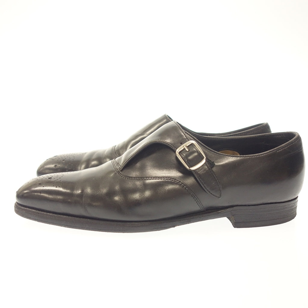 中古◆ラルフローレン パープルレーベル レザーシューズ S1948 シングルストラップ メンズ ブラック系 サイズ7.5E RALPH LAUREN PURPLE LABEL【AFC9】