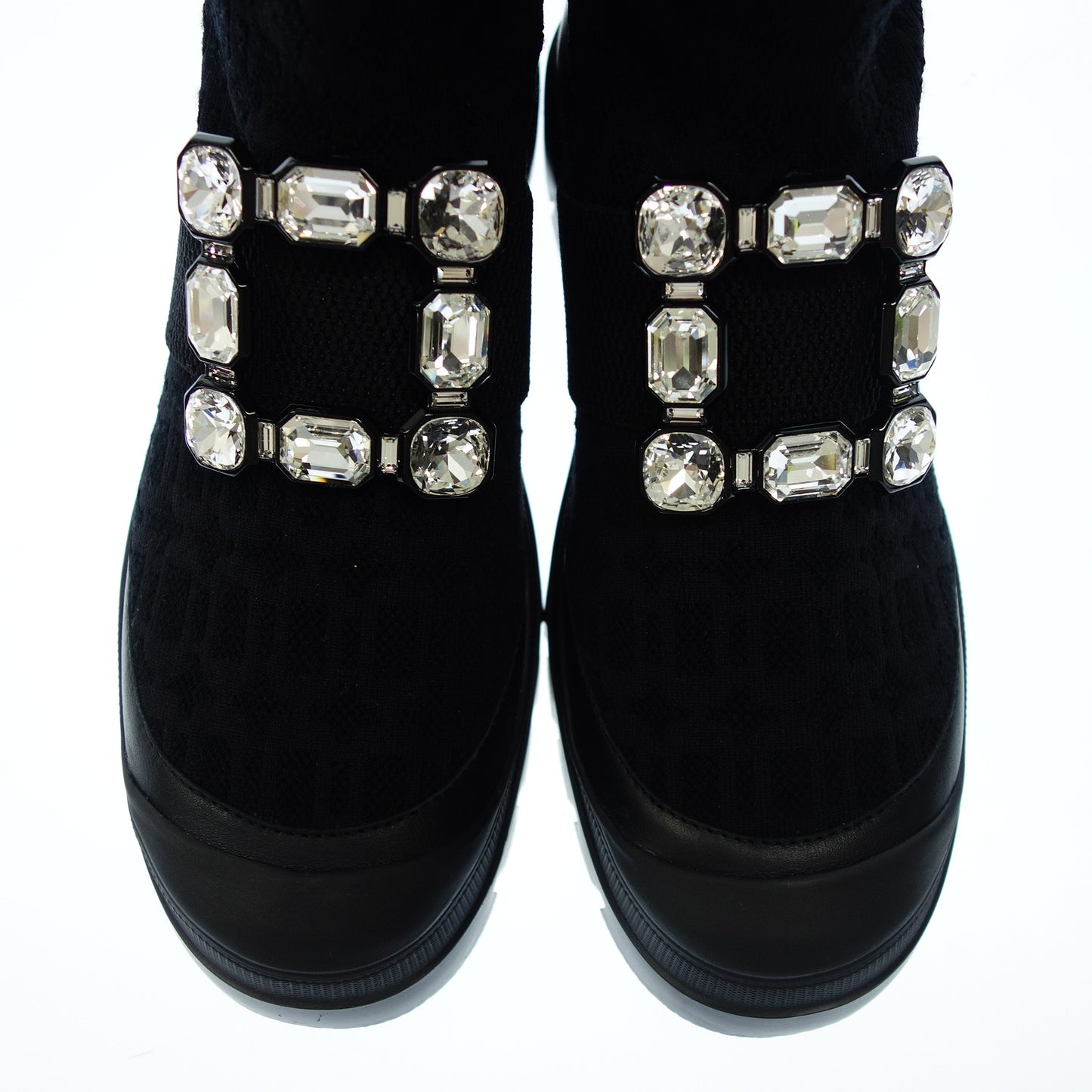 ロジェヴィヴィエ ロングブーツ ウォーキーヴィヴ ファブリック ラインストーン レディース 39 黒 Roger Vivier【AFC26】【中古】