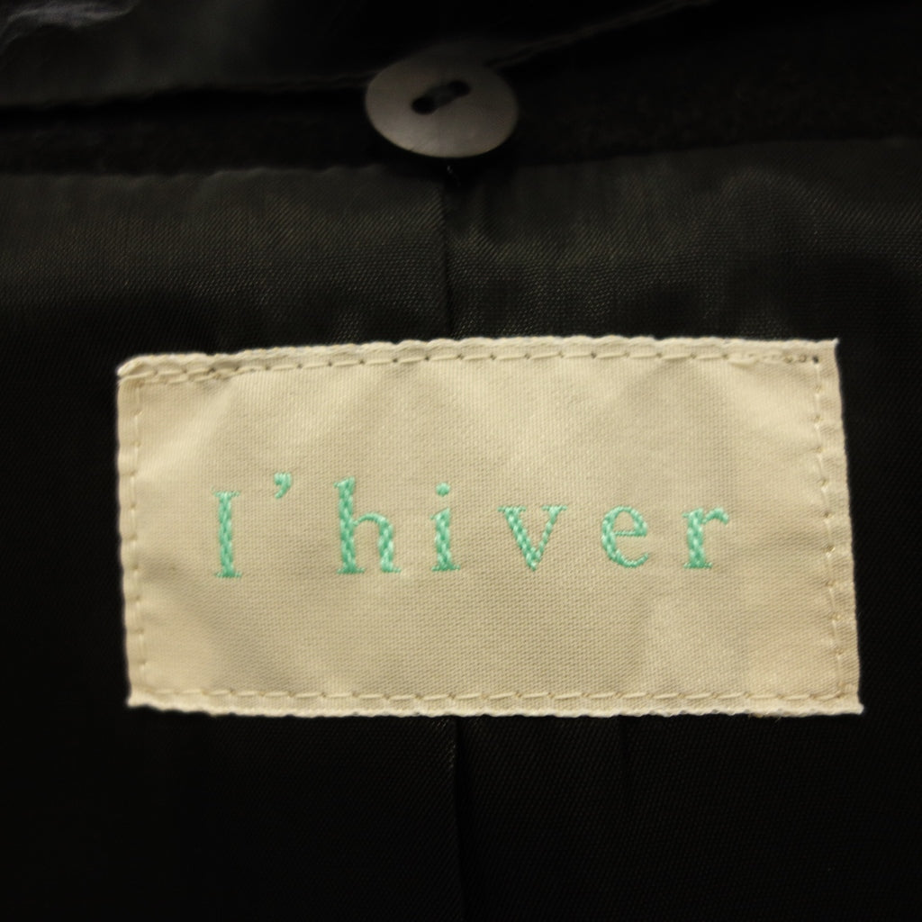 美品◆イヴェール カシミア コート ブルーフォックスファー付 ブラック サイズ9AR I'hiver【AFF19】