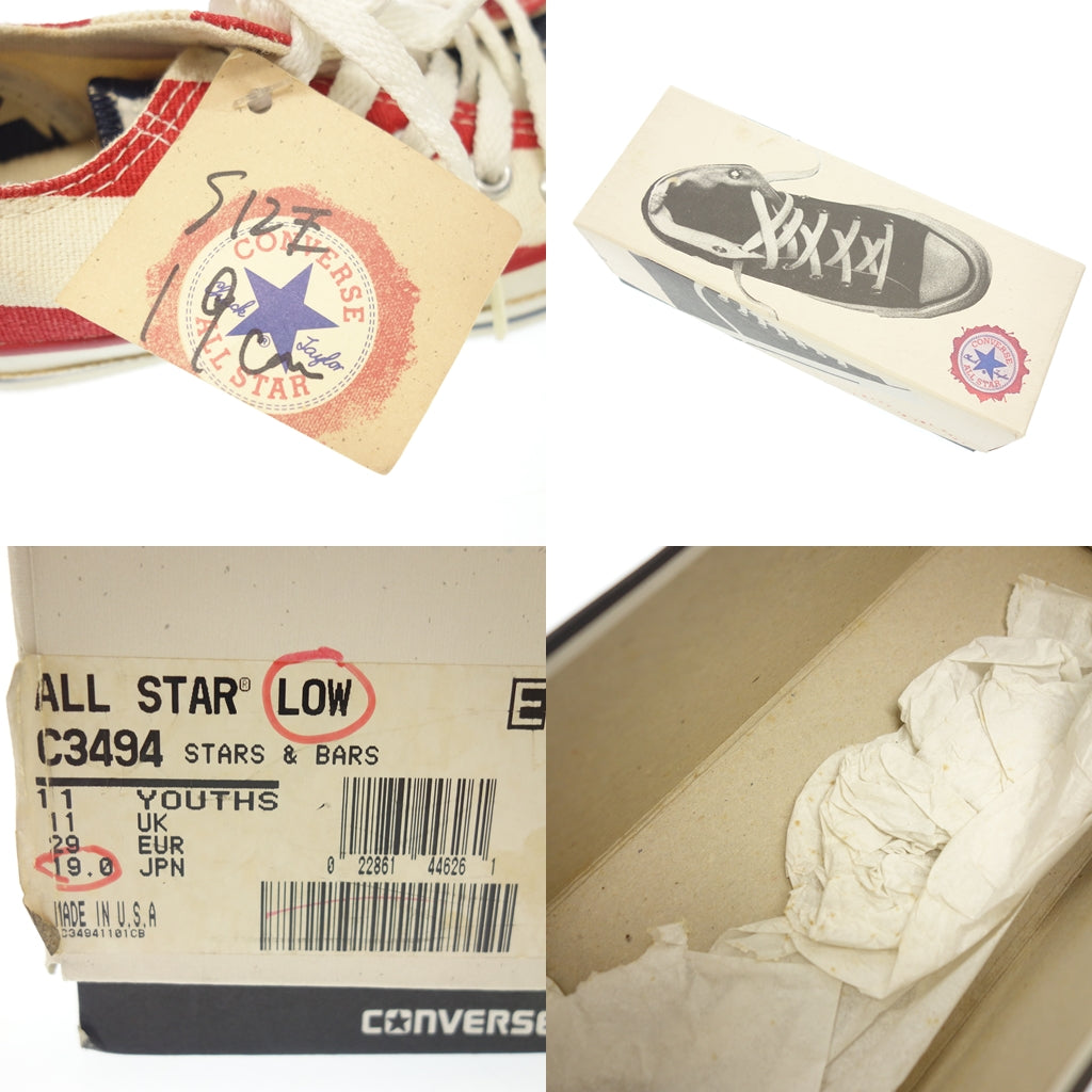 中古◆コンバース オールスター 星条旗 USA製 キッズ レッド系 ユースサイズ19㎝ CONVERSE【AFD9】