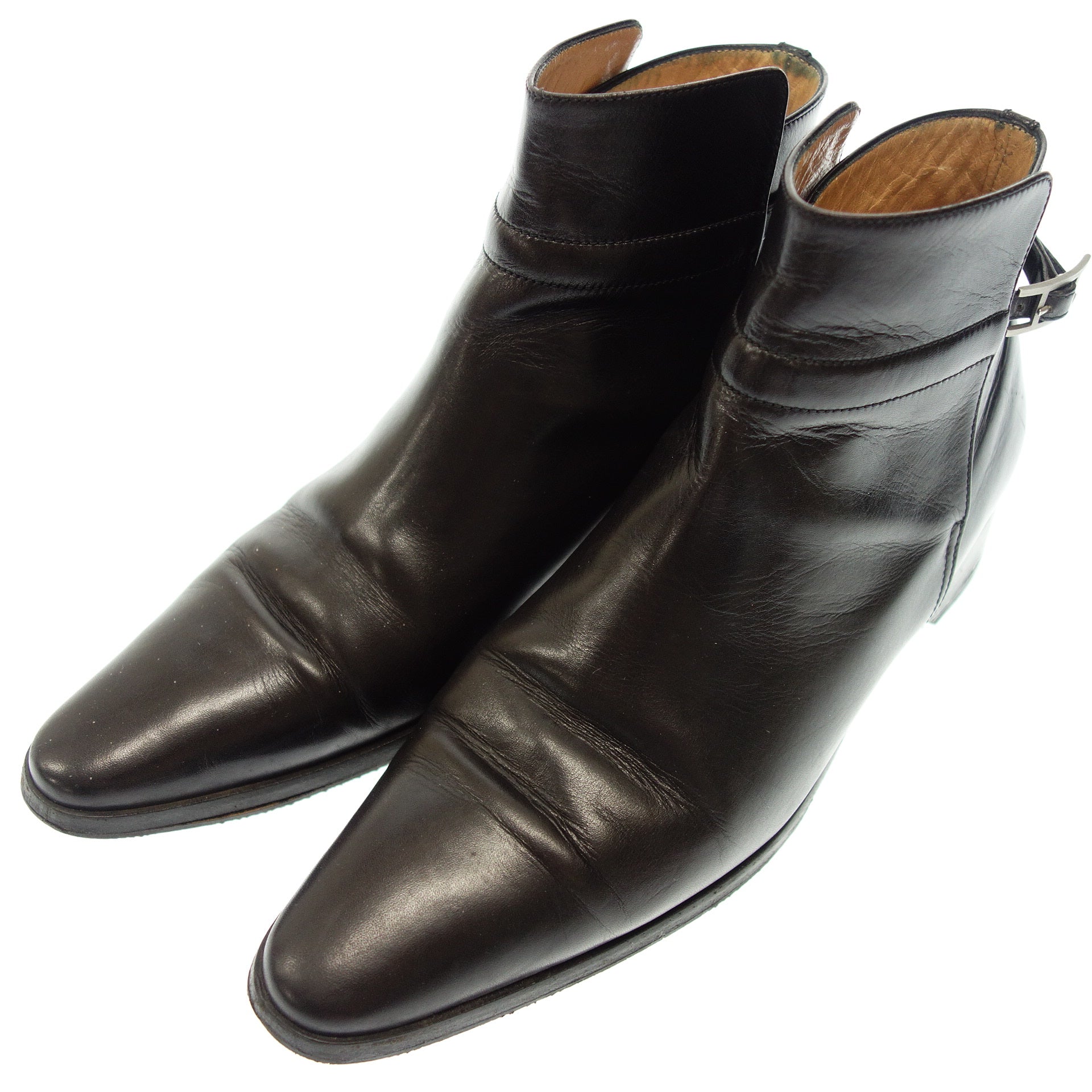 Hermes blackレザーブーツ 24.5cm靴 - aconsoft.com