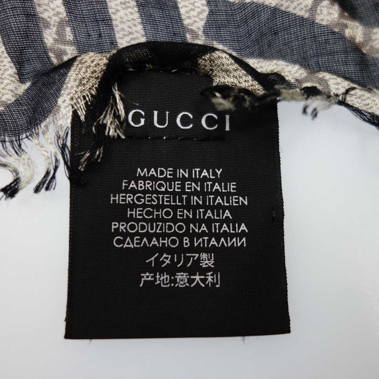 グッチ 大判スカーフ 総柄 135×135 レーヨン&シルク レディース ブラック/ブラウン GUCCI【AFI19】【中古】