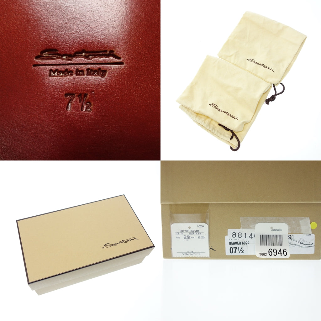 サントーニ レザーローファー スエード ビット メンズ 7.5 茶 Santoni【AFD1】【中古】