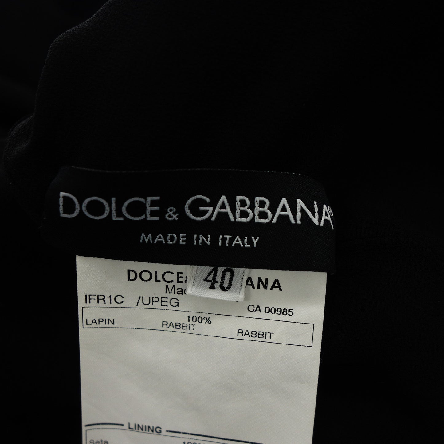 美品◆ドルチェ&ガッバーナ ジャケット ラビットファー ブラック サイズ40 Dolce & Gabbana【AFF24】