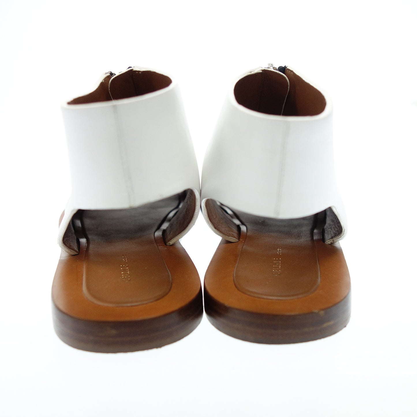 セリーヌ フロントジップ サンダル レディース ホワイト 37.5 CELINE【AFC18】【中古】