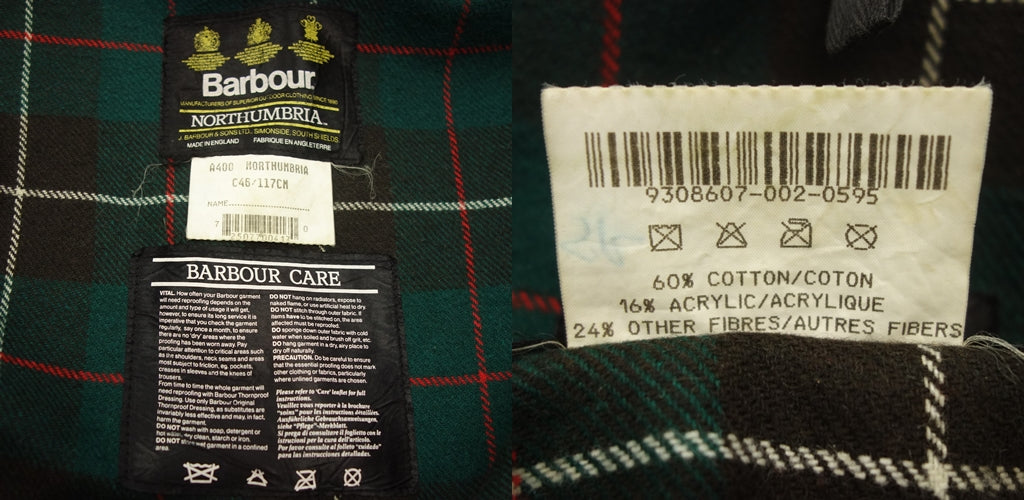 中古◆バブアー オイルドコート ジャケット ノーザンブリア 1990年代 サイズ46 メンズ カーキ Barbour【AFA5】