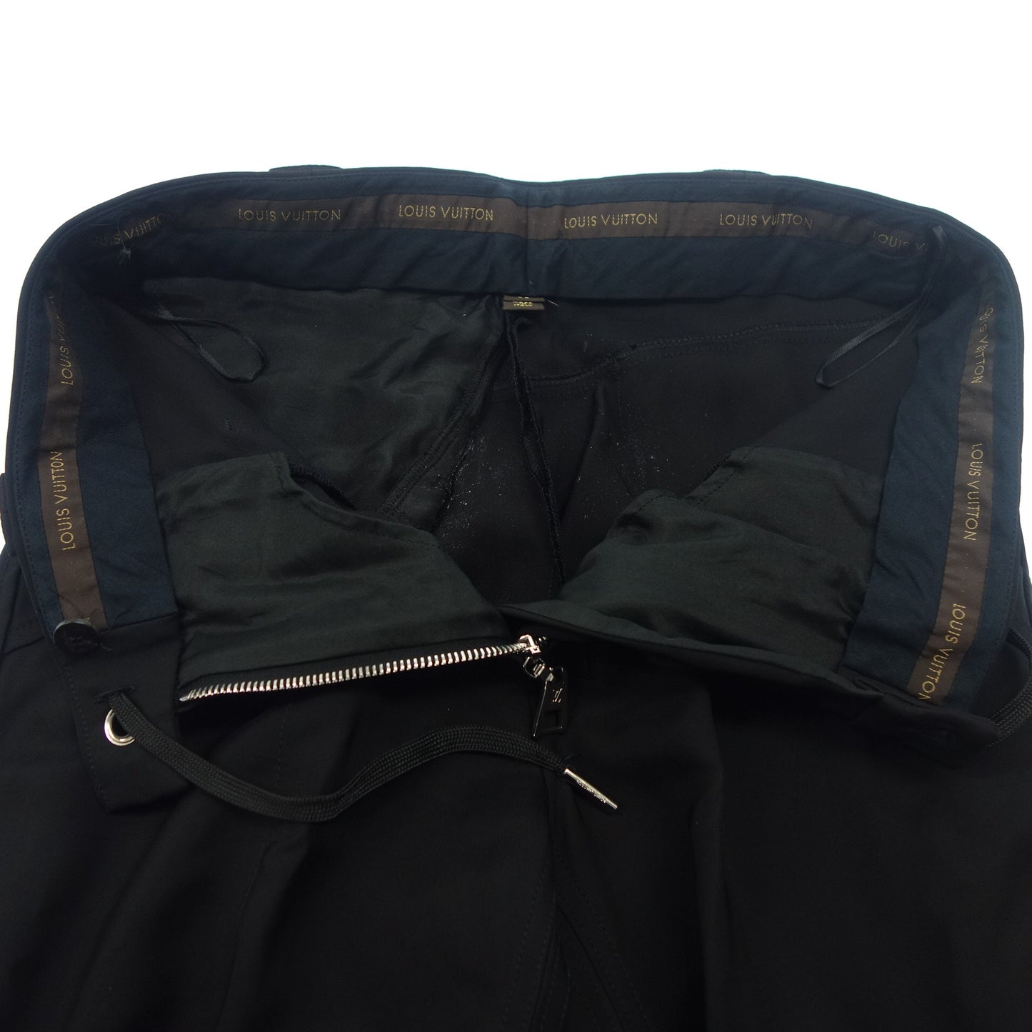 美品◆ルイヴィトン スラックスパンツ レーヨン LV金具 RW161A サイズ36 レディース 黒 LOUIS VUITTON【AFB20】