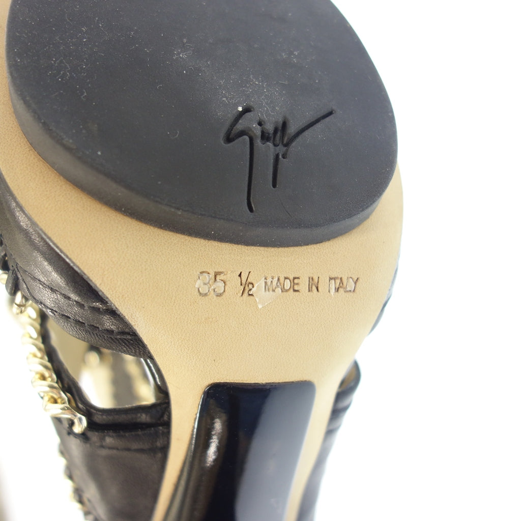 中古◆ジュゼッペ ザノッティ レザー ヒールパンプス サンダル チェーン レディース 35.5 ブラック系 Giuseppe Zanotti【AFC5】