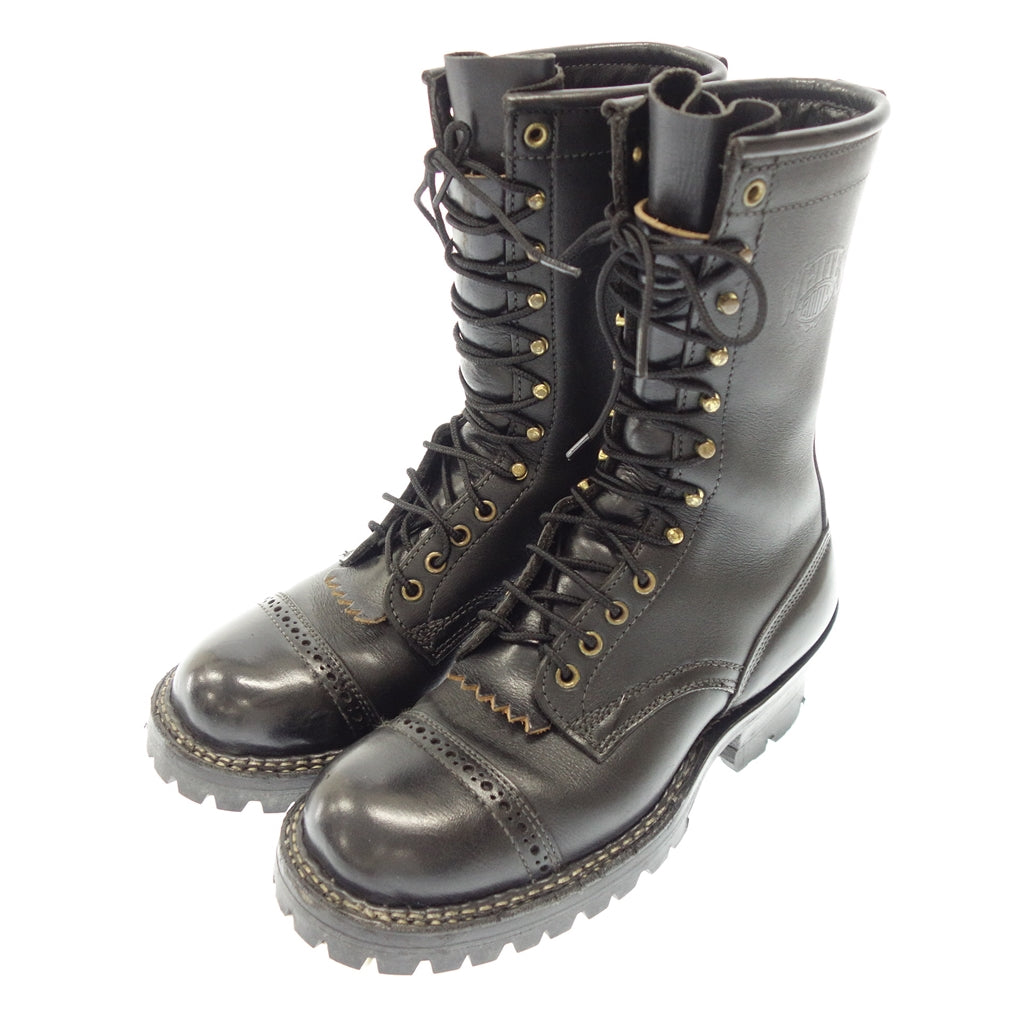 中古◆ホワイツ レザーブーツ スモークジャンパー パンチドキャップ メンズ 10インチ 8,5E 黒 WHITE'S【AFC27】