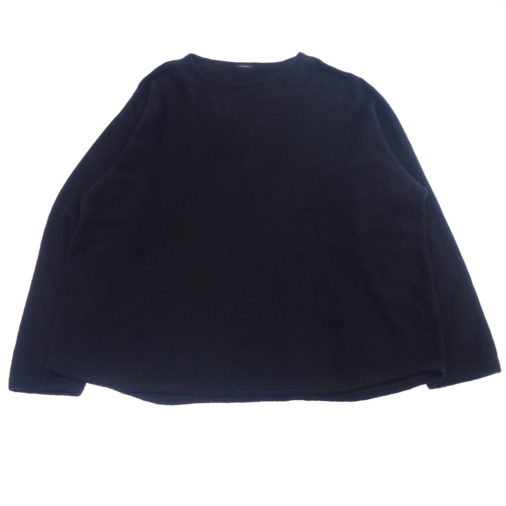 極美品◆コモリ シルクフリース 長袖クルー 22AW W03-05013 メンズ ブラック 3 COMOLI【AFB21】