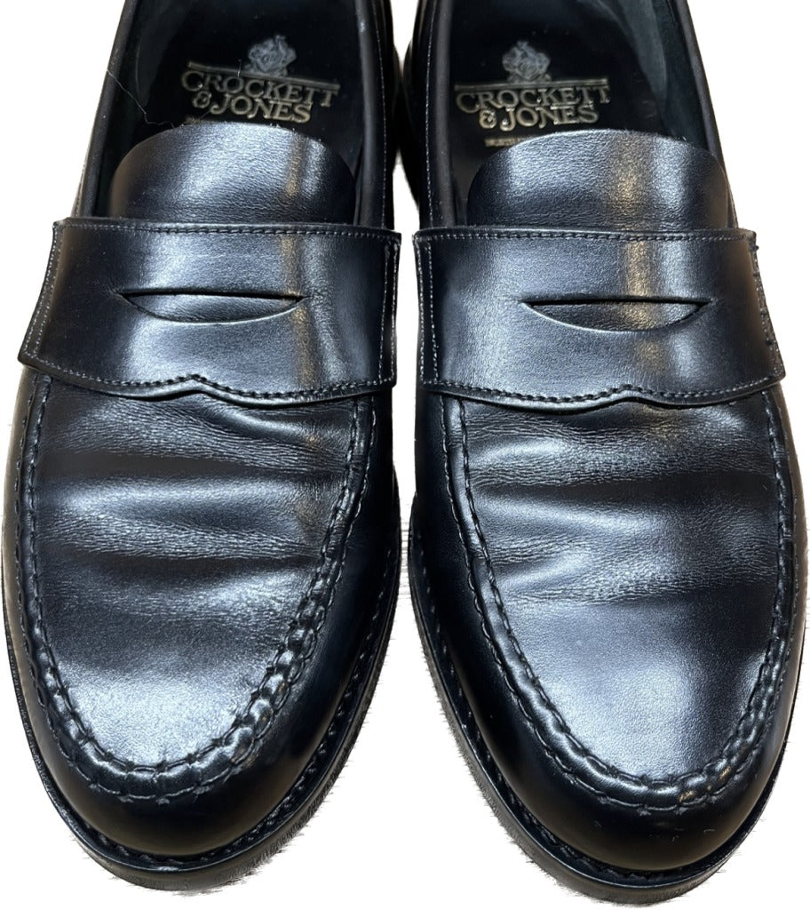 美品◆クロケット&ジョーンズ レザーシューズ コインローファー HARVARD 黒 UK5.5E CROCKETT&JONES