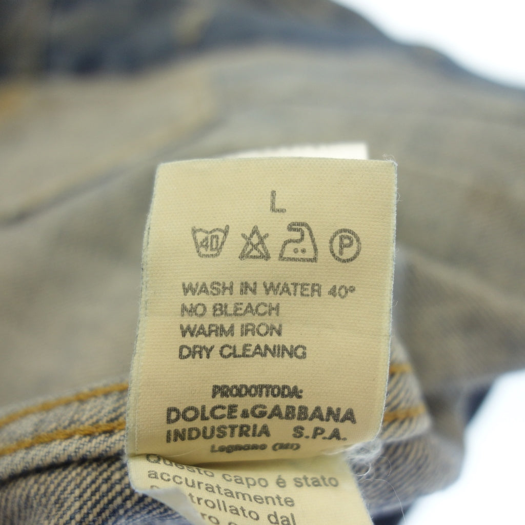 中古◆ドルチェ&ガッバーナ デニムジャケット 9338 ダメージ加工 メンズ ブルー系 サイズL DOLCE&GABBANA【AFB37】