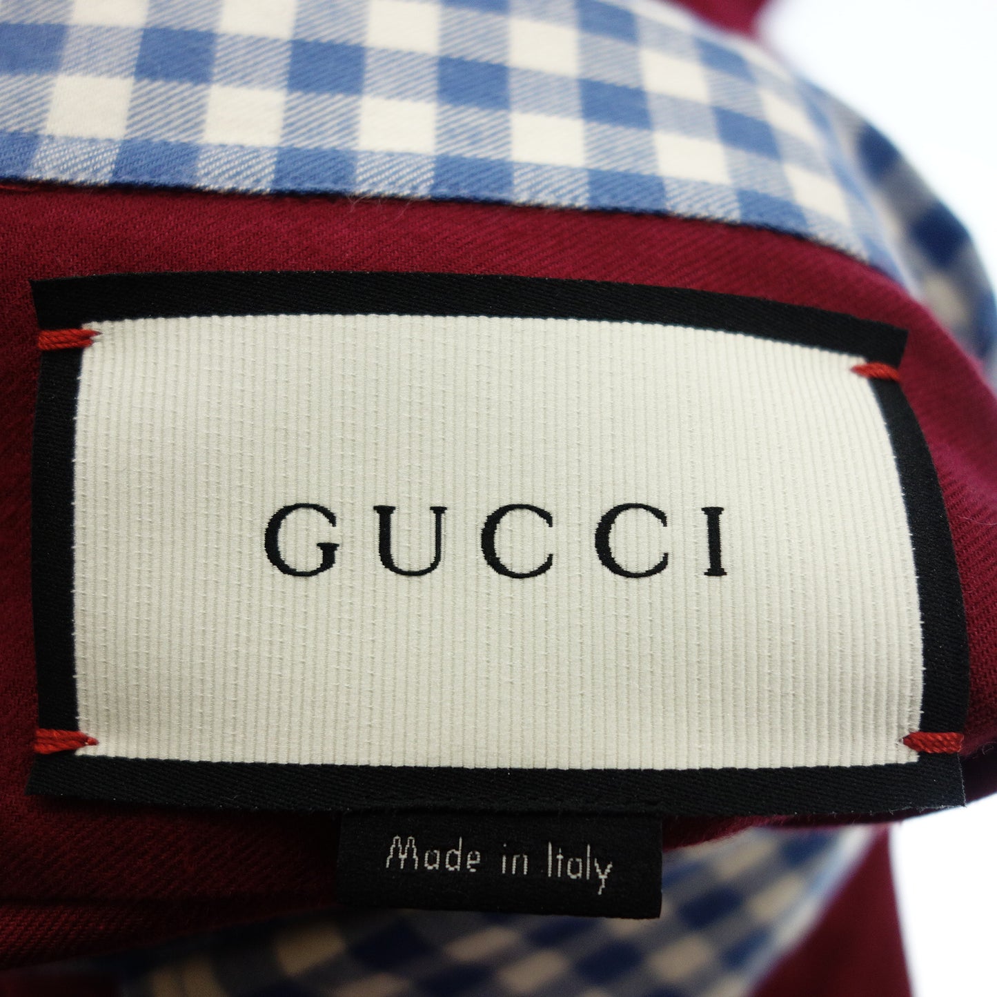 グッチ 長袖シャツ 襟チェック 401299 メンズ レッド 41 GUCCI【AFB25】【中古】