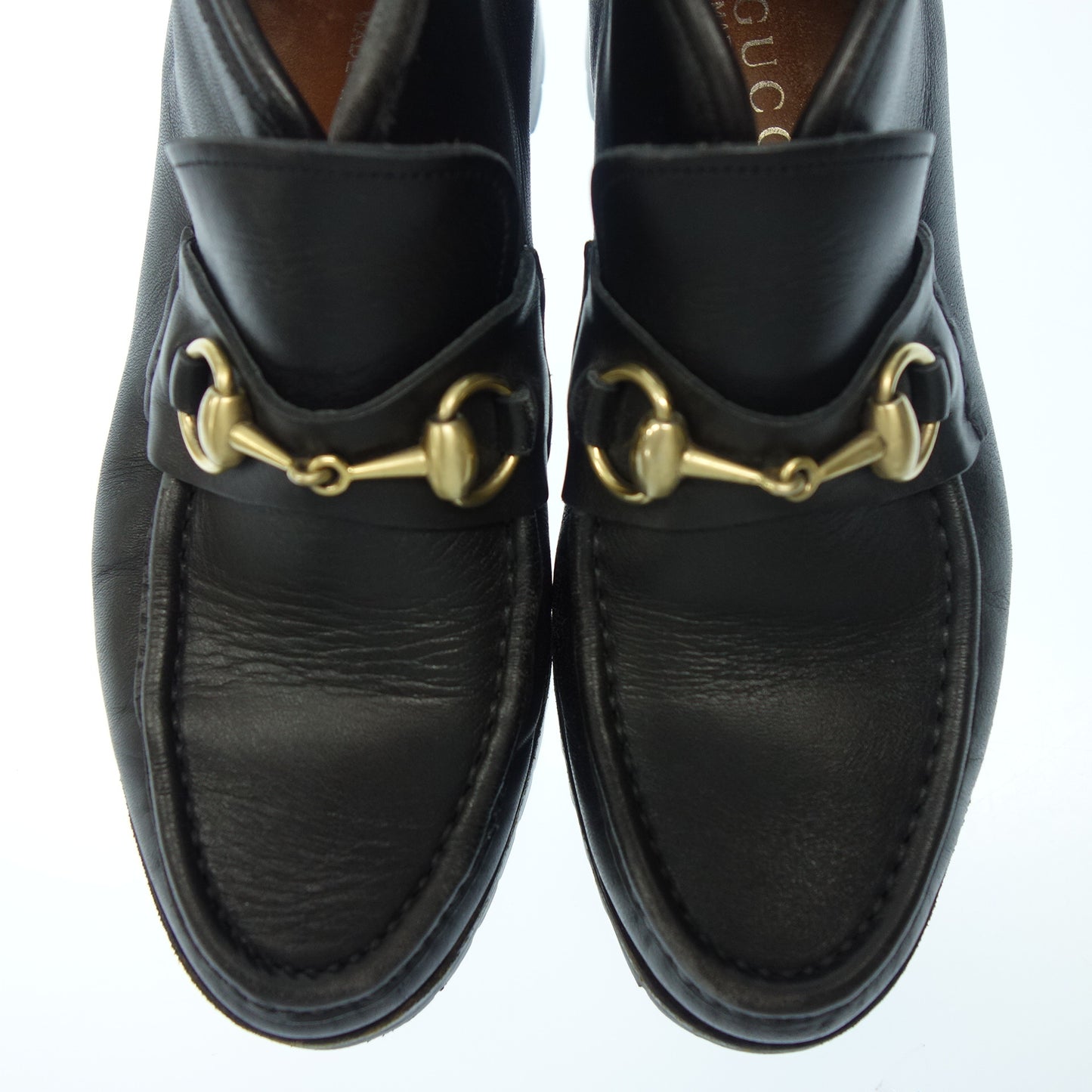 中古◆グッチ レザーショートブーツ ホースビット レディース 36.5 黒 GUCCI【AFC41】