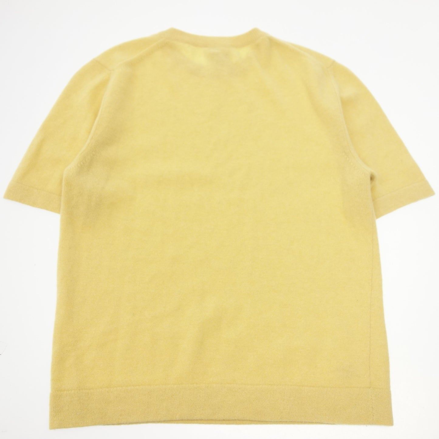 美品◆エルメス 半袖ニット カシミア100% 黄色 サイズS レディース HERMES 【AFB35】