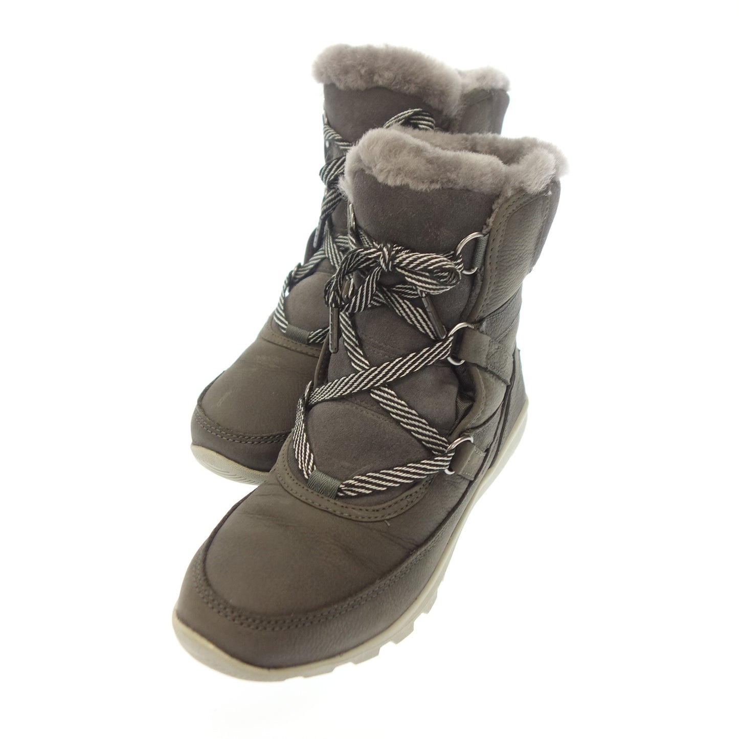 美品◆ソレル ホイットニー ショート レース プレミアム 7 レディース グレー 24cm SOREL WHITNEY SHORT LACE【AFD1】