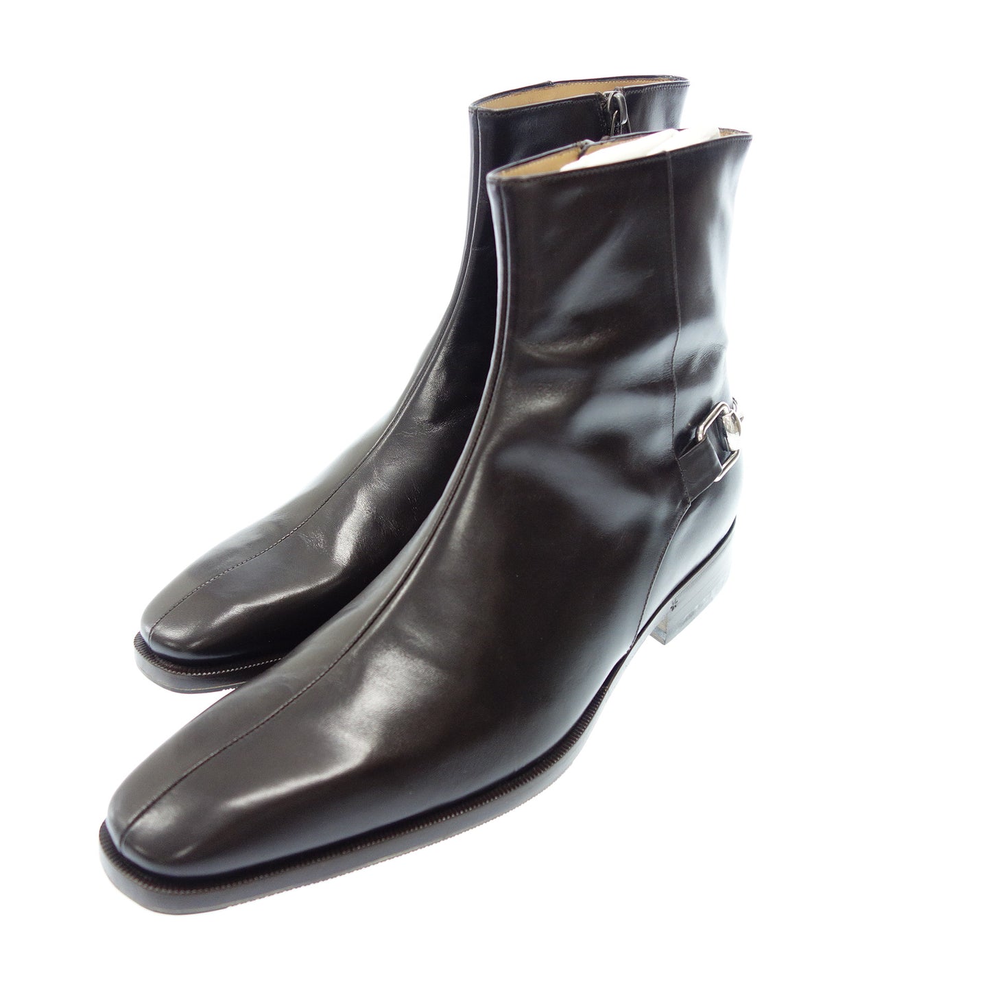 グッチ ブーツ サイドジップ ブーツ ホースビット メンズ ブラウン E41 GUCCI【AFD8】【中古】