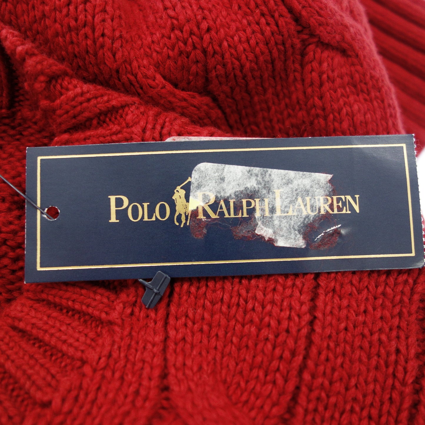 ポロラルフローレン ニット ケーブル コットン メンズ レッド L POLO RALPH LAUREN【AFB3】【中古】