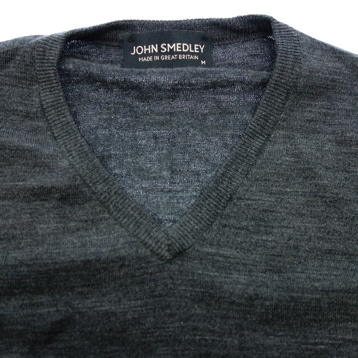 美品◆ジョンスメドレー セーター ウール100% Vネック グレー M メンズ JOHN SMEDLEY【AFB12】