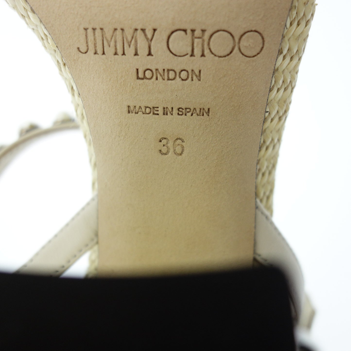 美品◆ジミーチュウ サンダル ウェッジソール ビジュー レディース ベージュ サイズ36 Jimmy Choo【AFD8】