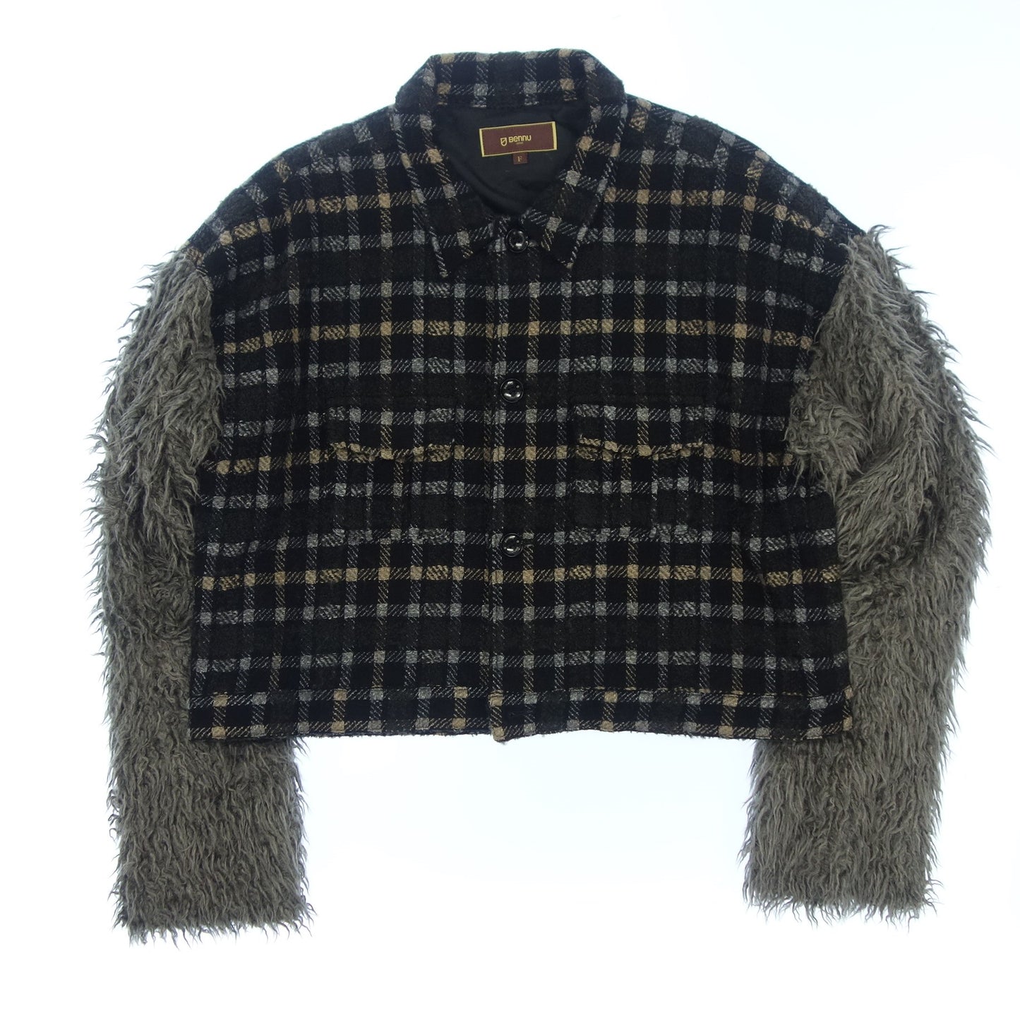 ヴェンヌ ファースリーブ 切り替え ショート ジャケット 20AW 121030902 メンズ F 茶系 BENNU【AFB31】【中古】