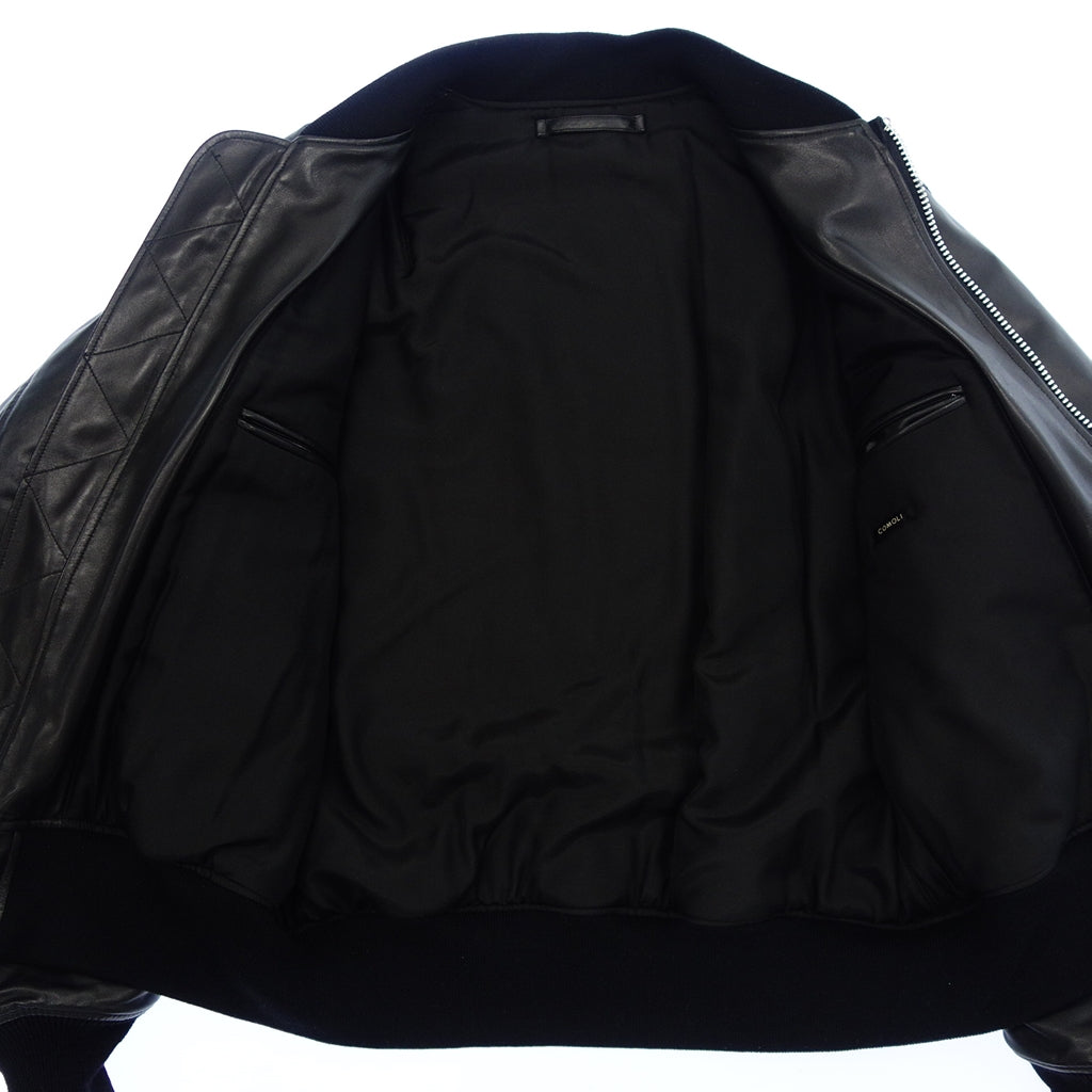 美品◆コモリ ジャケット MA-1 シープスキン メンズ サイズ3 ブラック COMOLI【AFG1】