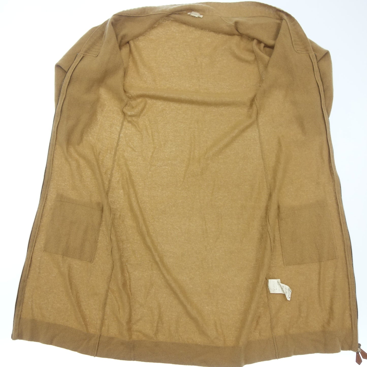 エルメス ニットワンピース ジップアップ カシミヤ100 レザープル レディース 36 茶系 HERMES【AFB17】【中古】