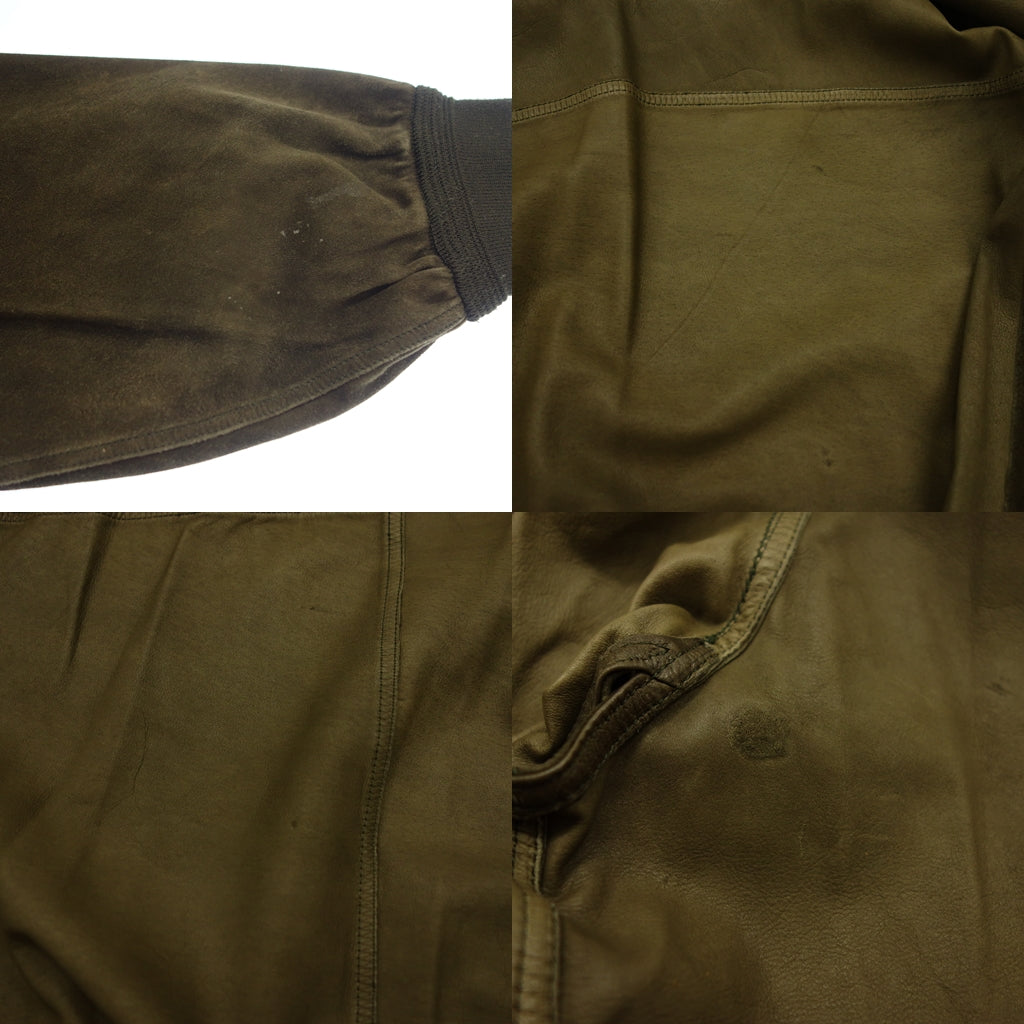 中古◆ロエベ レザージャケット ダークグリーン系 メンズ LOEWE【AFB34】