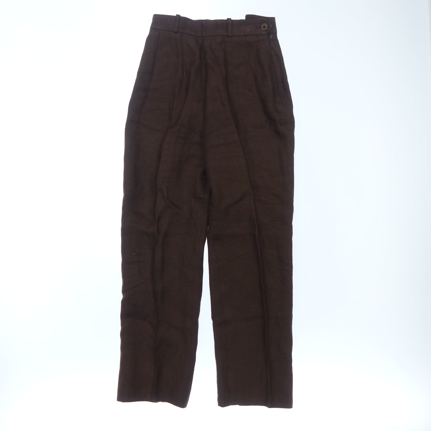エルメス スラックスパンツ リネン レディース 38 茶系 HERMES【AFB17】【中古】