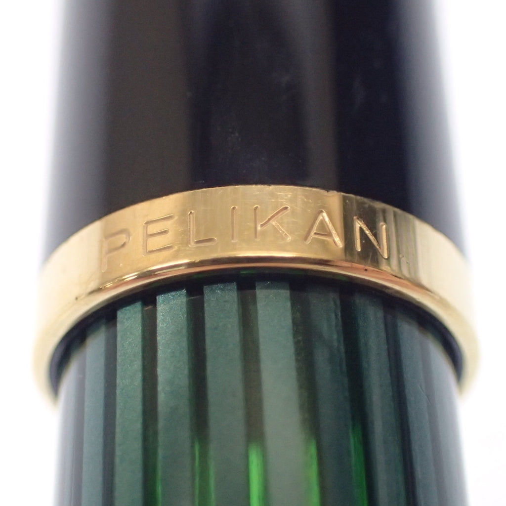 美品◆ペリカン 万年筆 スーベレーン ペン先14C585 縞 緑系 Pelikan【AFI7】