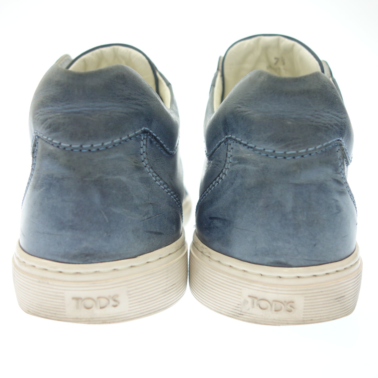 美品◆トッズ ローカットスニーカー レザー メンズ 7.5 ブルー系 TOD'S【AFC1】