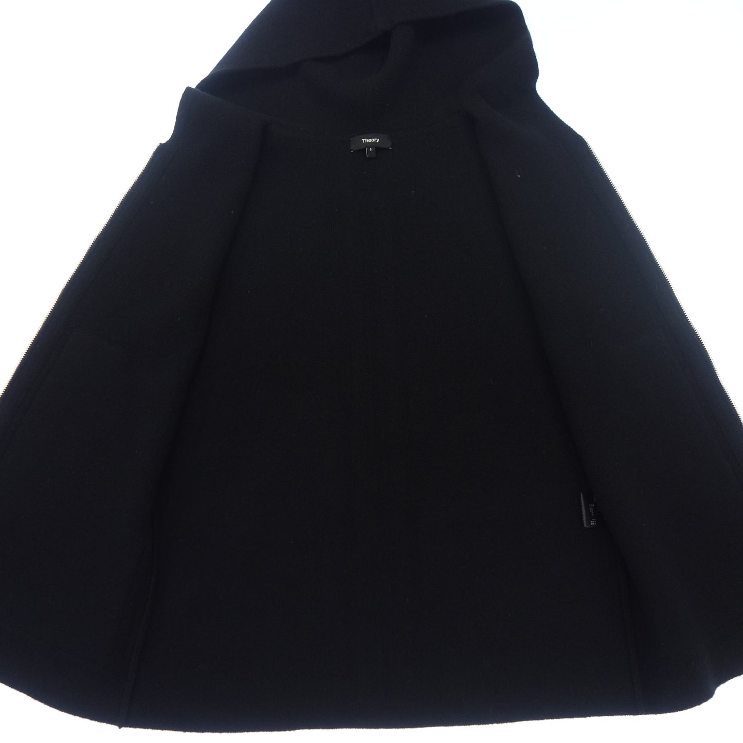 美品◆セオリー ベスト ニット フード付き ジップ カシミヤ混 レディース ブラック系 サイズS Theory【AFB41】