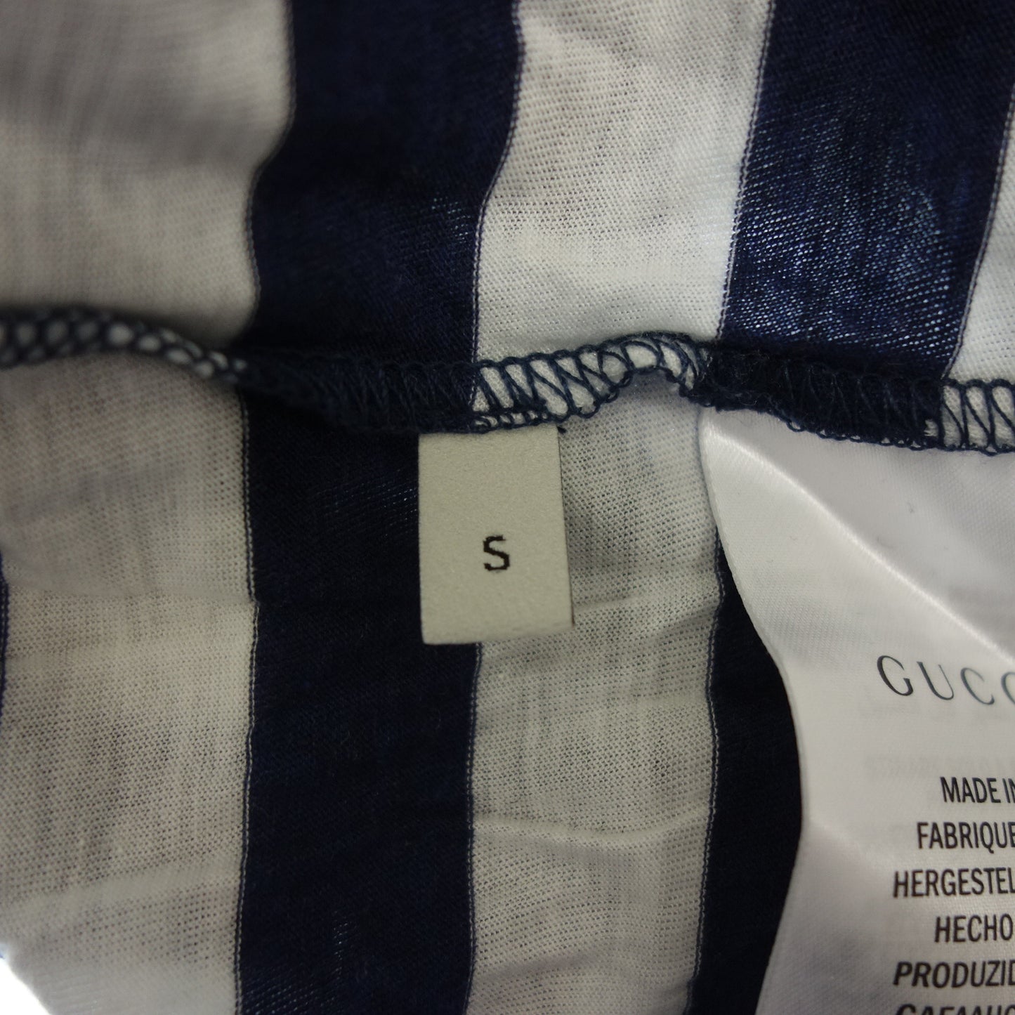 グッチ ボーダーTシャツ 16SS コットン&シルク 431142-X7445 メンズ S 青×白 GUCCI【AFB48】【中古】