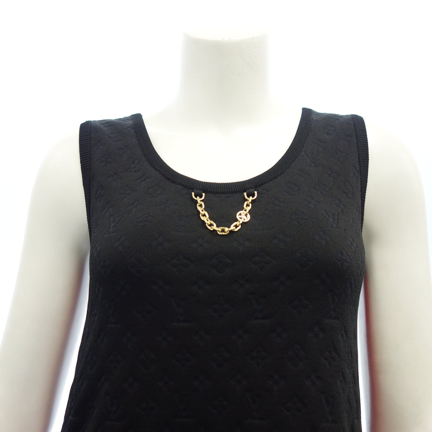 中古◆ルイ ヴィトン ワンピース バイカラー モノグラムエンボス RW221B OJ6 FMKD83 レディース ブラック系 サイズXS LOUIS VUITTON【AFB15】