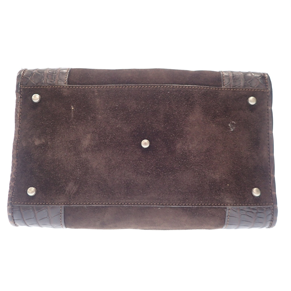 中古◆ロエベ ハンドバッグ アマソナ スエード クロコ LOEWE【AFE4】
