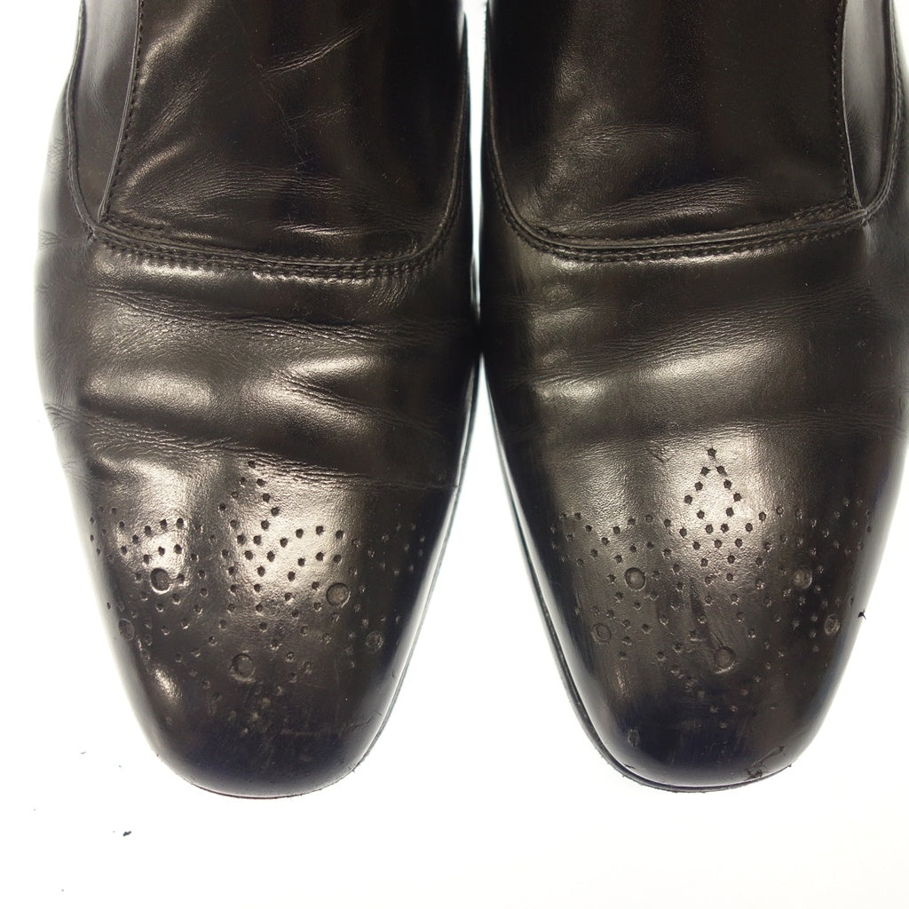 中古◆ラルフローレン パープルレーベル レザーシューズ S1948 シングルストラップ メンズ ブラック系 サイズ7.5E RALPH LAUREN PURPLE LABEL【AFC9】