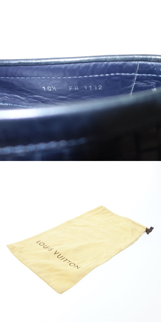 中古◆ルイヴィトン レザーローファー LV金具 シルバー金具 FA1112 メンズ 10.5 黒 LOUIS VUITTON【AFC54】