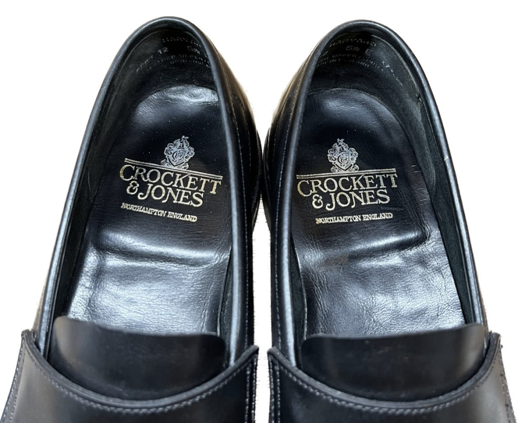 美品◆クロケット&ジョーンズ レザーシューズ コインローファー HARVARD 黒 UK5.5E CROCKETT&JONES