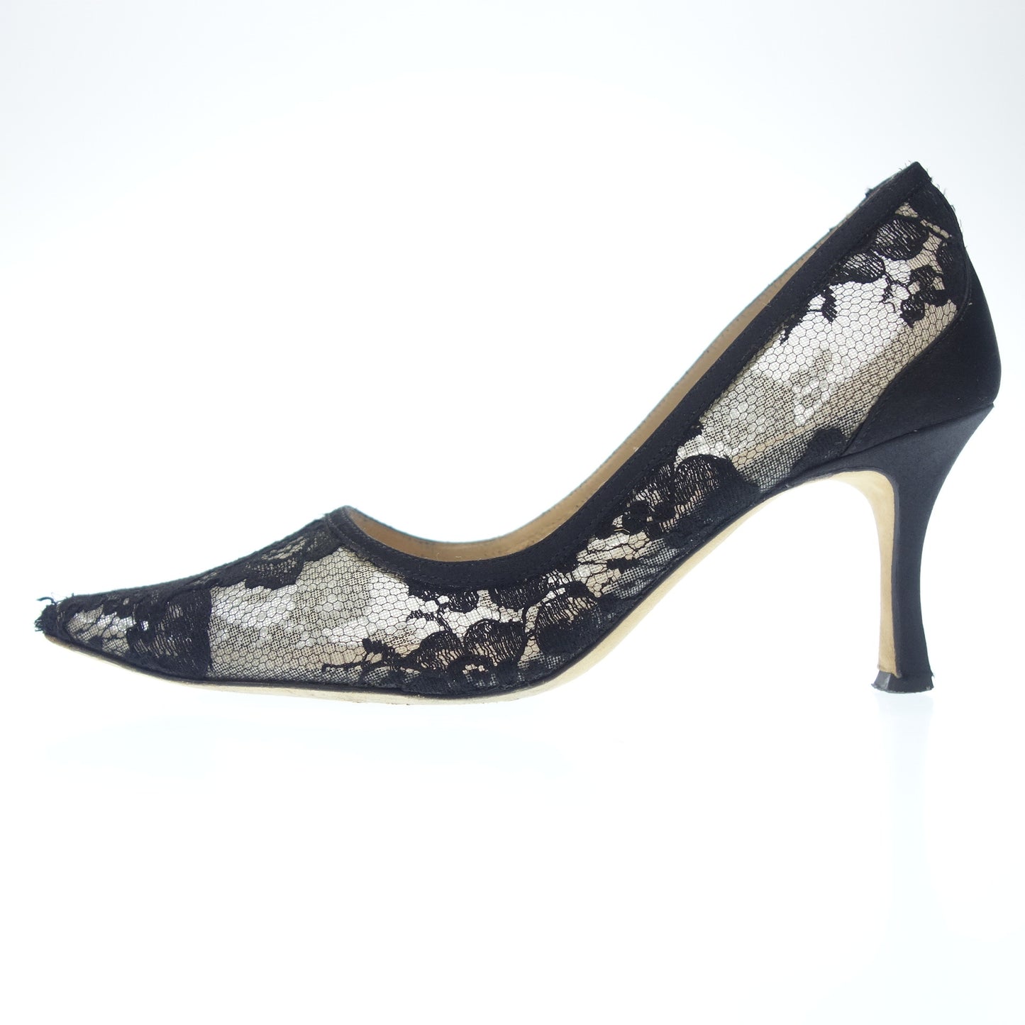 マノロブラニク ヒールパンプス レース レディース 36 黒 MANOLO BLAHNIK【AFC10】【中古】