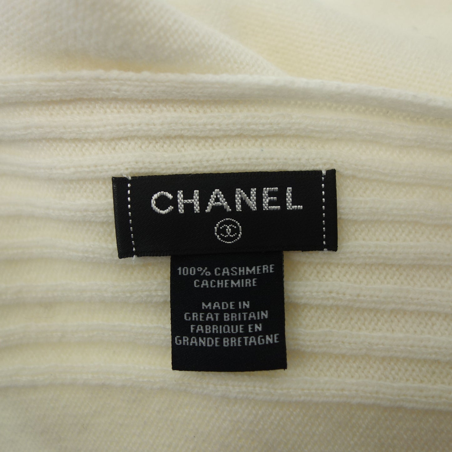 シャネル ストール CCマーク カシミア100% ホワイト CHANEL【AFI23】【中古】
