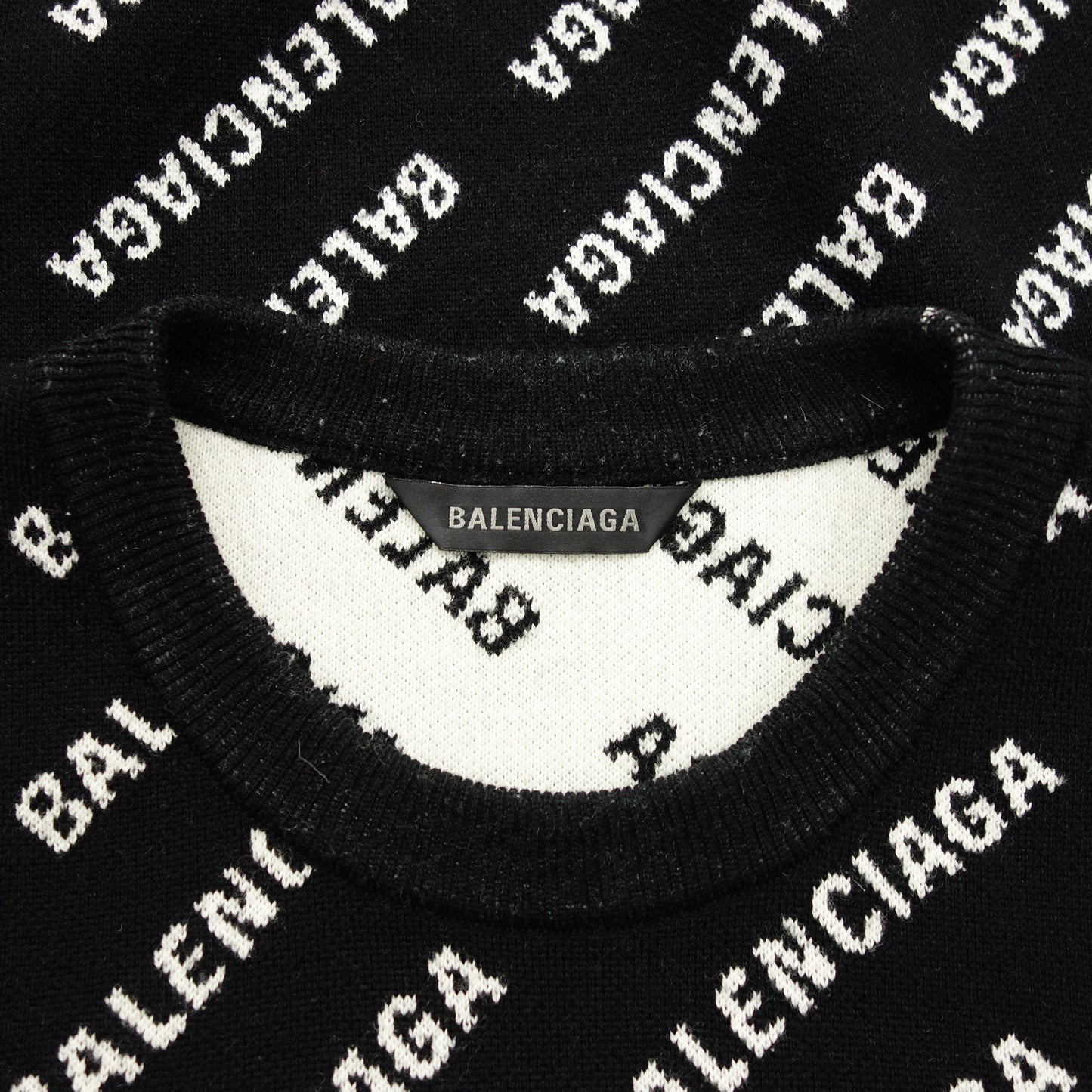 バレンシアガ ニットセーター ロゴ プルオーバー 719605 レディース ブラック M BALENCIAGA【AFB29】【中古】