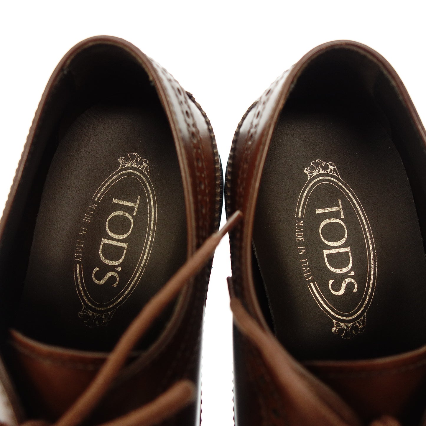 美品◆トッズ レースアップレザーシューズ ウイングチップ メンズ ブラウン サイズ6 TOD'S【AFD6】