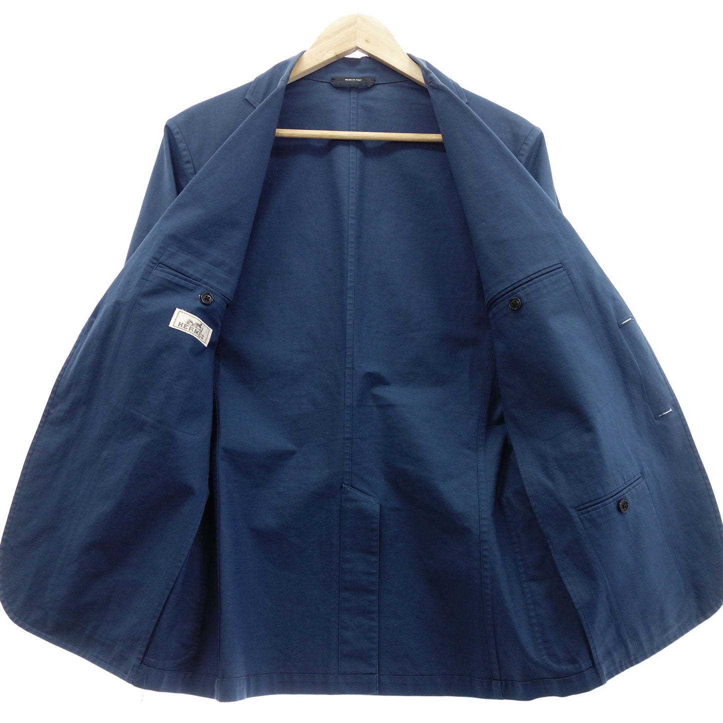 エルメス 2Bジャケット コットン メンズ ブルー 46 HERMES【AFB35】【中古】