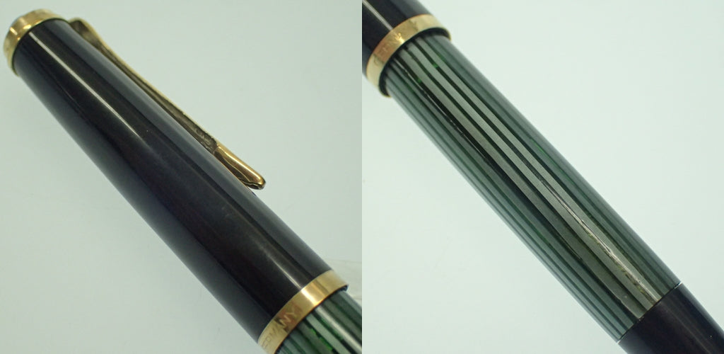 中古◆ペリカン 万年筆 スーベレーン Souveran M400 ペン先14K 緑×黒×金 Pelikan【AFI3】