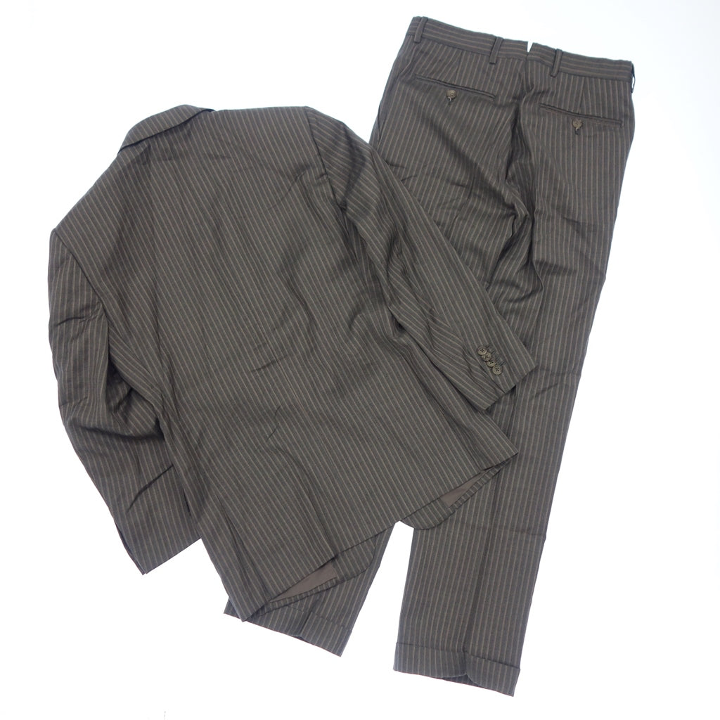 美品◆エルメネジルドゼニア スーツ セットアップ TRAVELLER テーラード シングル ストライプ 3B メンズ グレー サイズ44 Ermenegildo Zegna【AFB7】
