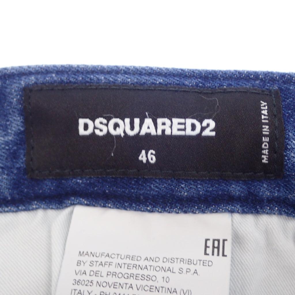 美品◆ディースクエアード デニムパンツ クラッシュ加工 メンズ 青 46 Anniversary Super Low Jean Dsquared2【AFB22】
